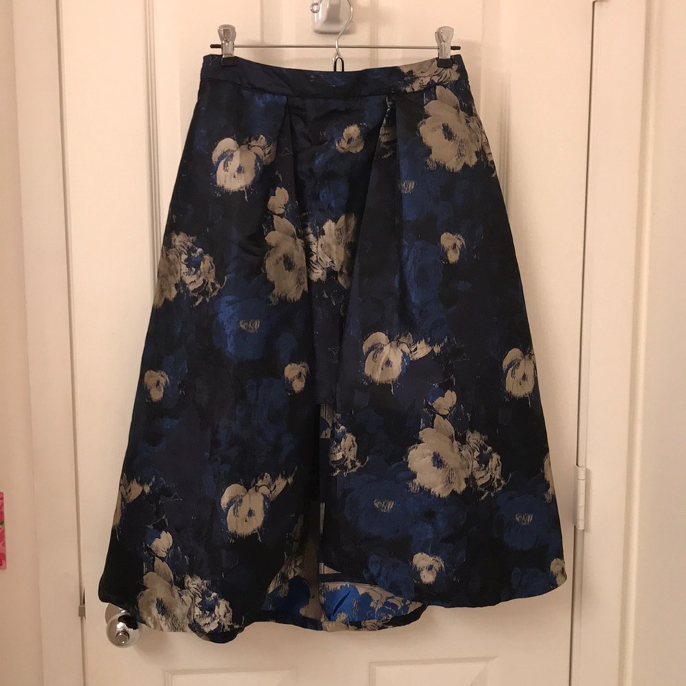 Blue and Gold Metallic Style Pencil Skirt Overlay